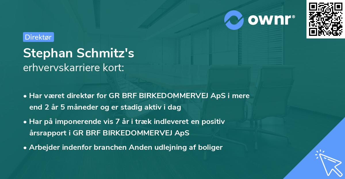Stephan Schmitz's erhvervskarriere kort