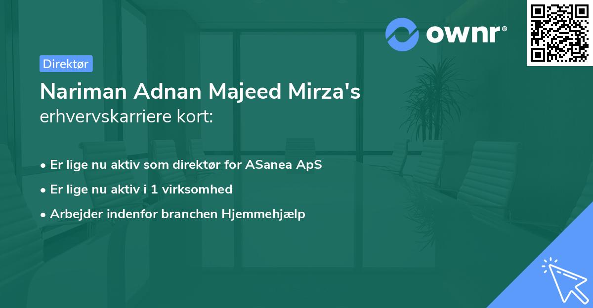 Nariman Adnan Majeed Mirza's erhvervskarriere kort