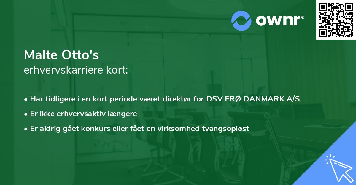 Malte Otto's erhvervskarriere kort