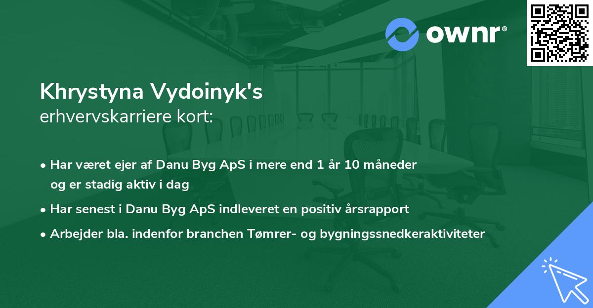 Khrystyna Vydoinyk's erhvervskarriere kort