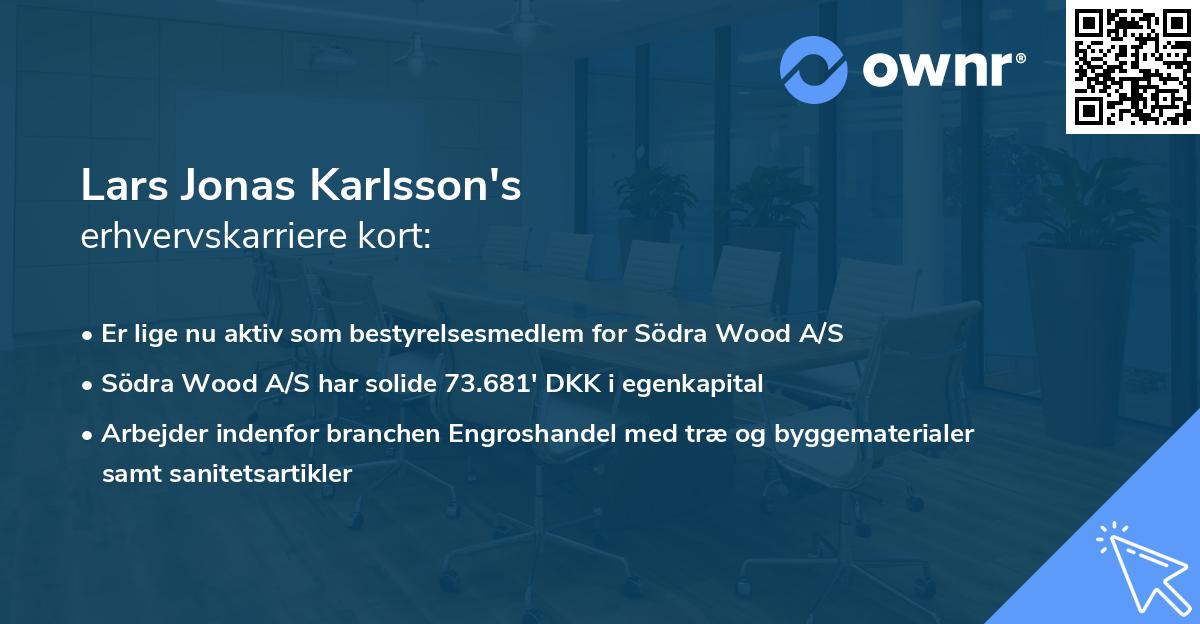 Lars Jonas Karlsson's erhvervskarriere kort