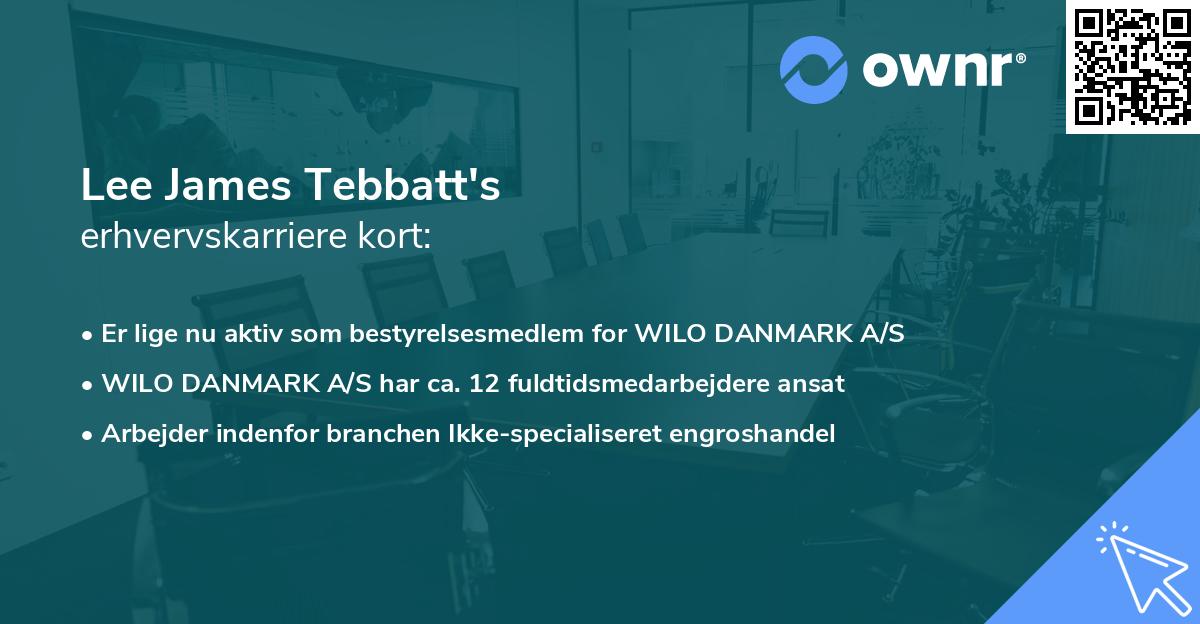 Lee James Tebbatt's erhvervskarriere kort
