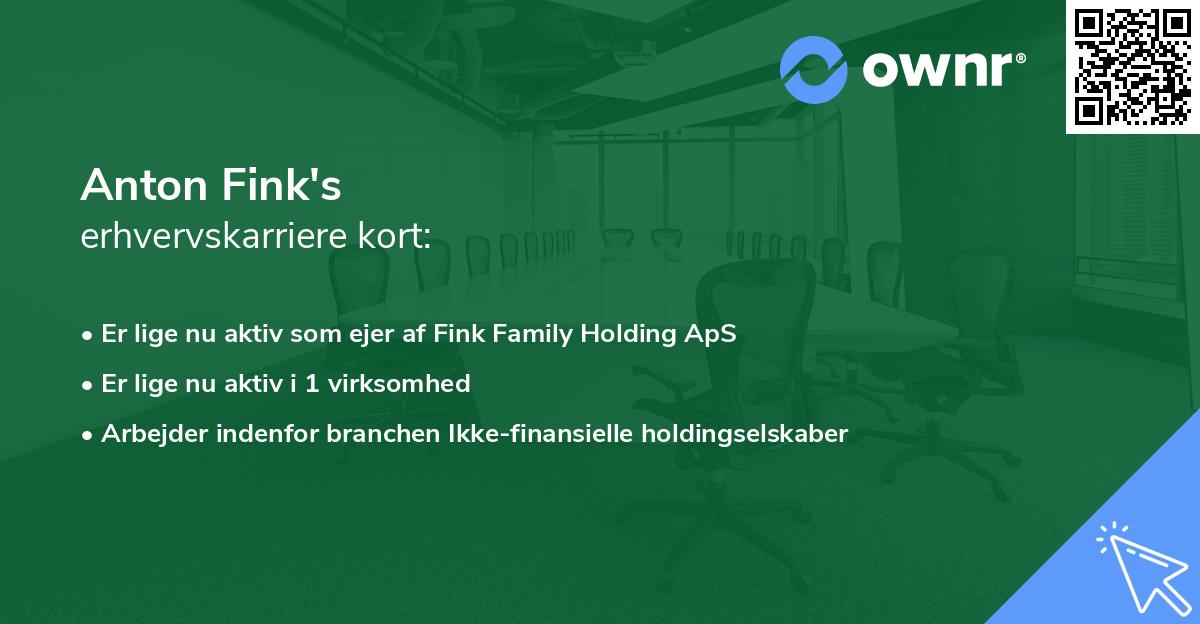 Anton Fink's erhvervskarriere kort