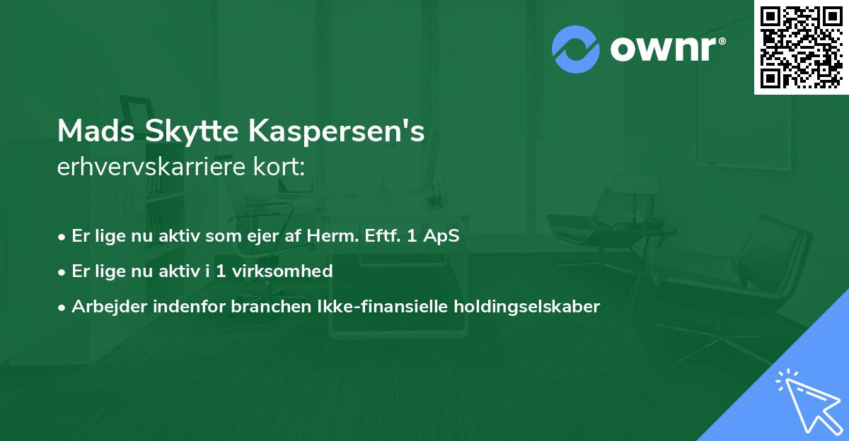 Mads Skytte Kaspersen's erhvervskarriere kort