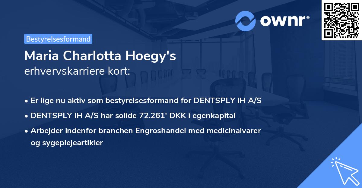 Maria Charlotta Hoegy's erhvervskarriere kort