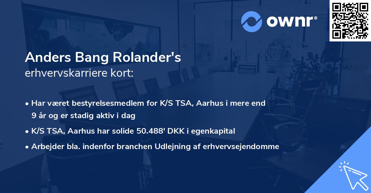 Anders Bang Rolander's erhvervskarriere kort