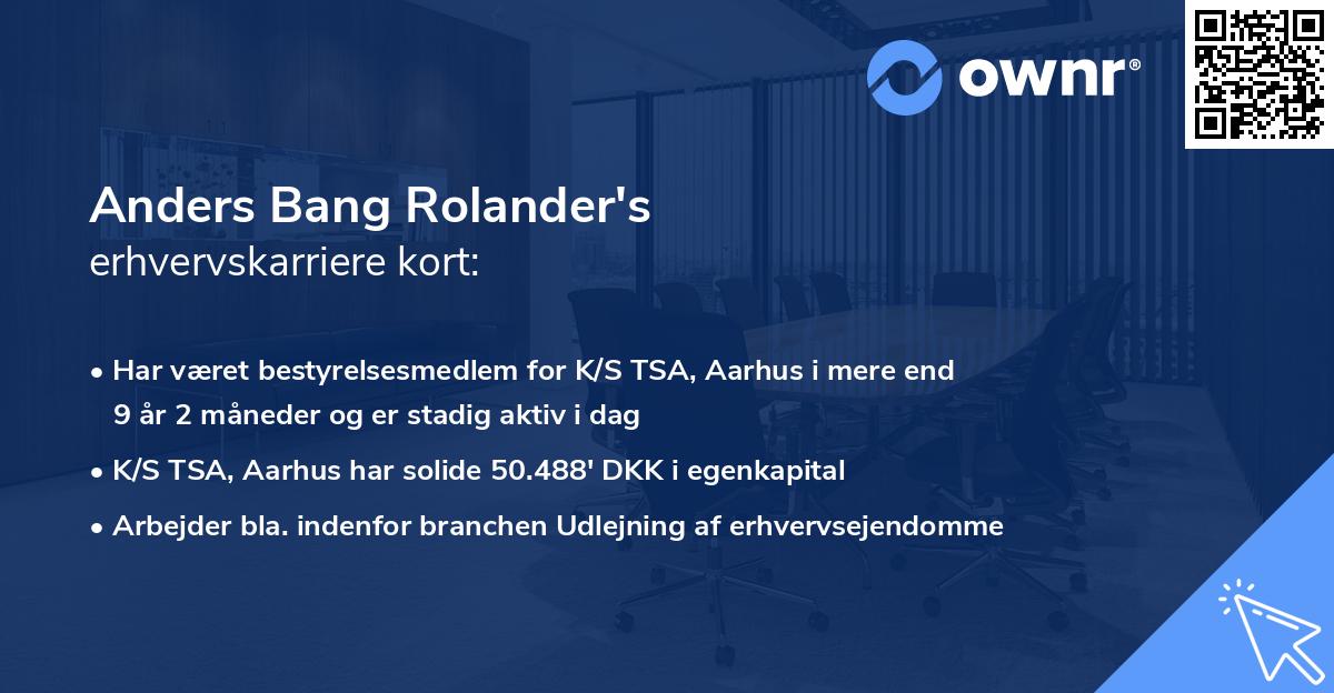 Anders Bang Rolander's erhvervskarriere kort