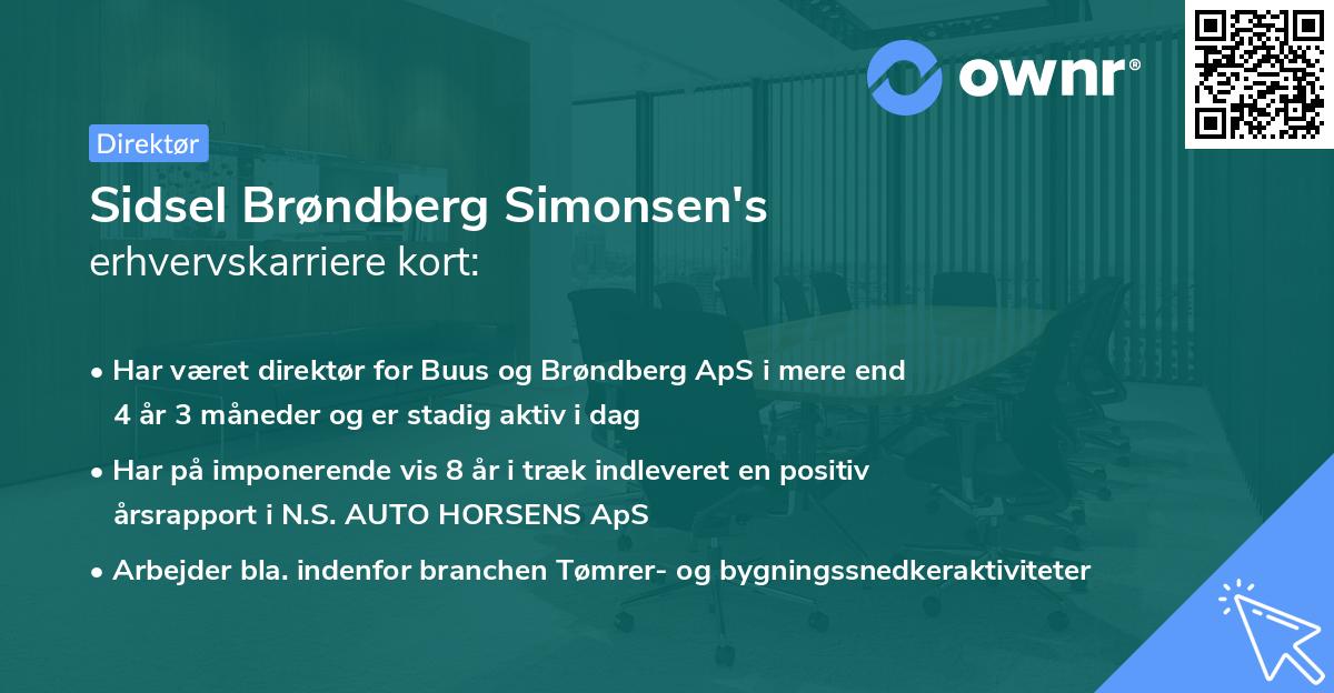 Sidsel Brøndberg Simonsen's erhvervskarriere kort