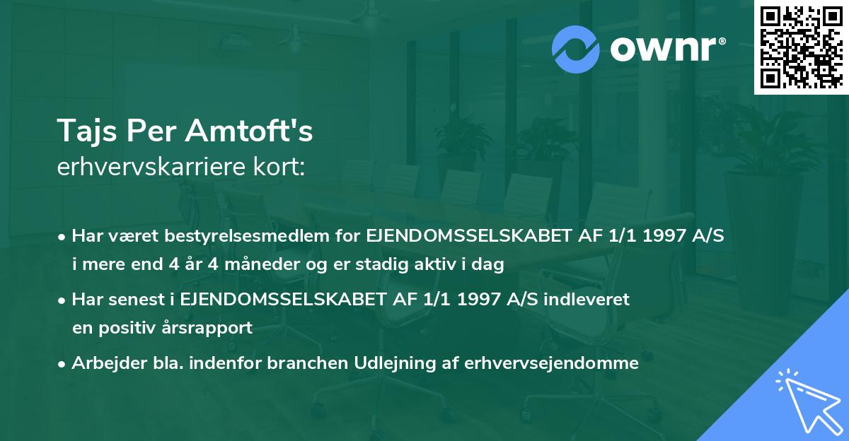 Tajs Per Amtoft's erhvervskarriere kort