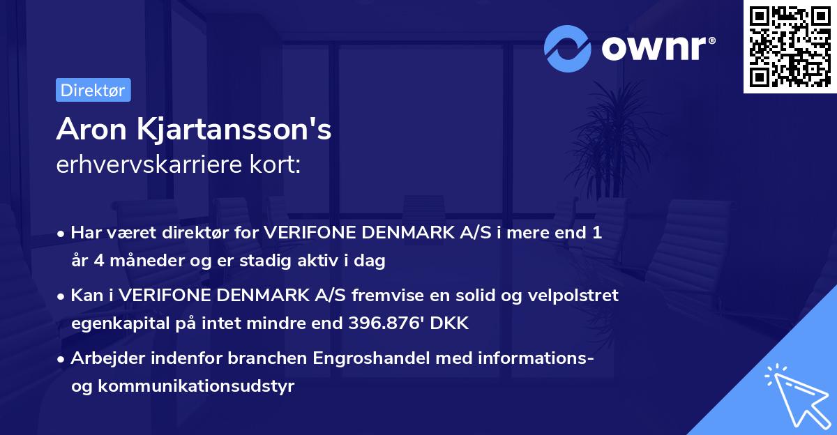 Aron Kjartansson's erhvervskarriere kort