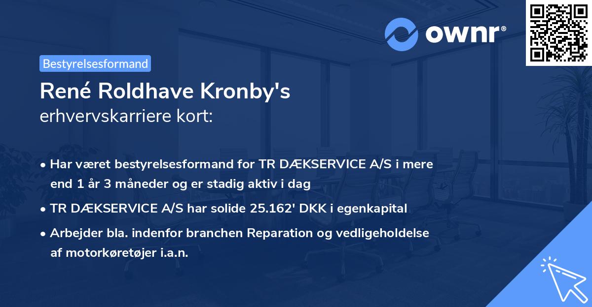 René Roldhave Kronby's erhvervskarriere kort