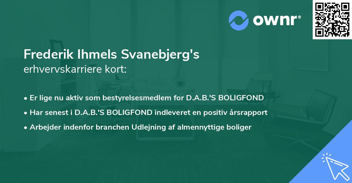 Frederik Ihmels Svanebjerg's erhvervskarriere kort