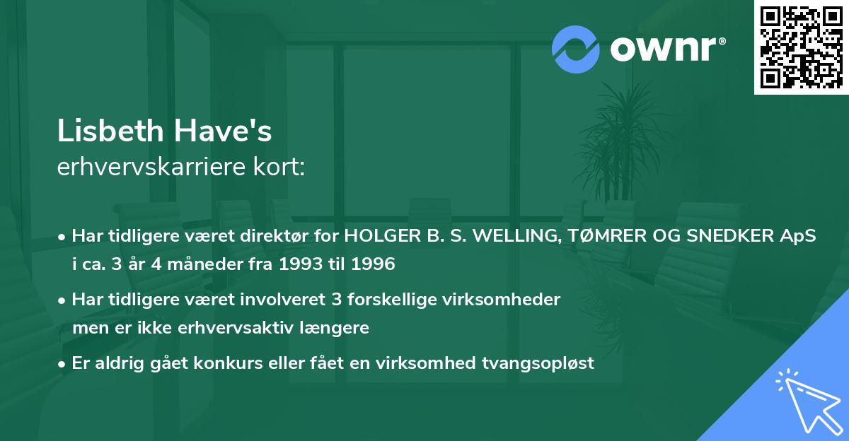Lisbeth Have's erhvervskarriere kort