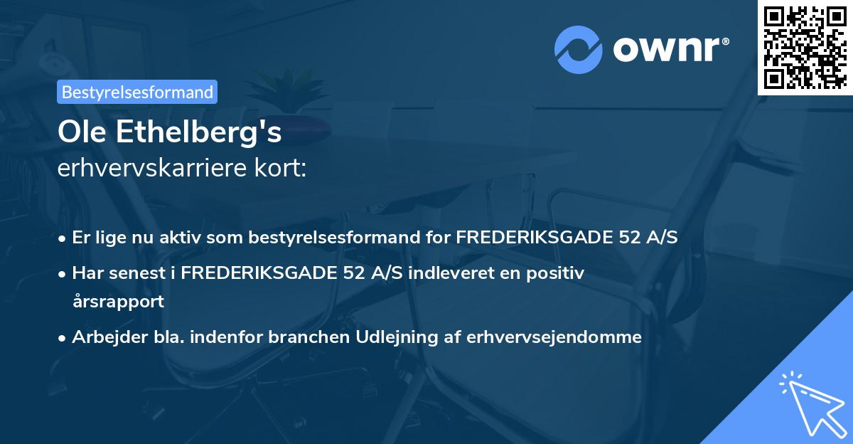 Ole Ethelberg's erhvervskarriere kort
