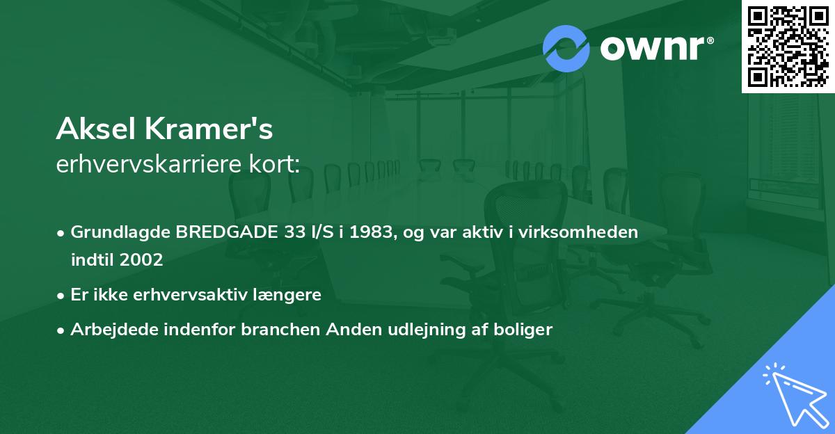 Aksel Kramer's erhvervskarriere kort