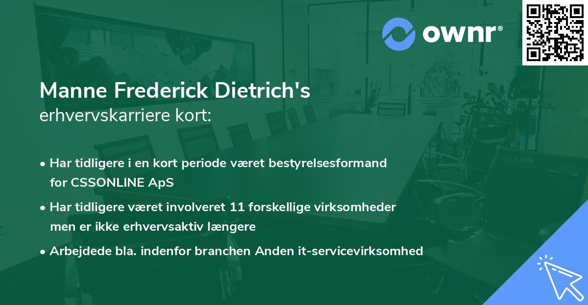 Manne Frederick Dietrich's erhvervskarriere kort