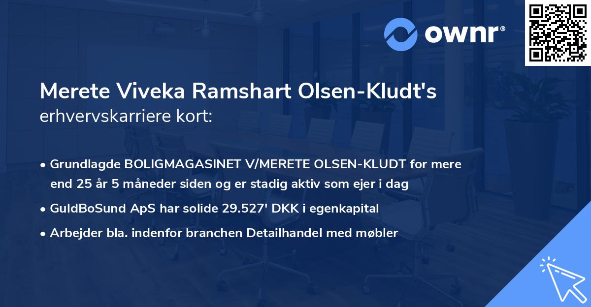 Merete Viveka Ramshart Olsen-Kludt's erhvervskarriere kort