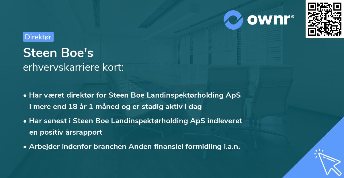 Steen Boe's erhvervskarriere kort