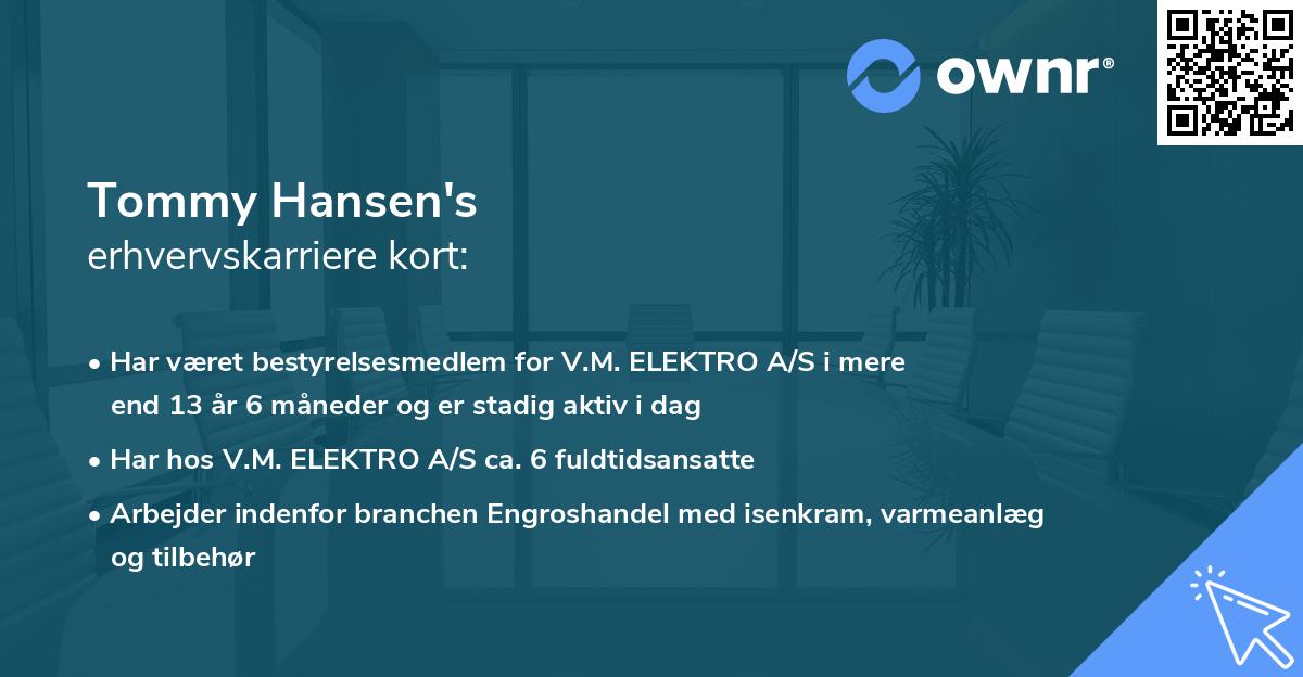 Tommy Hansen's erhvervskarriere kort