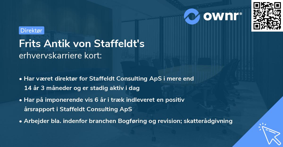 Frits Antik von Staffeldt's erhvervskarriere kort