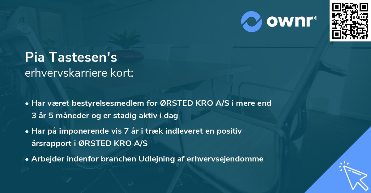 Pia Tastesen's erhvervskarriere kort