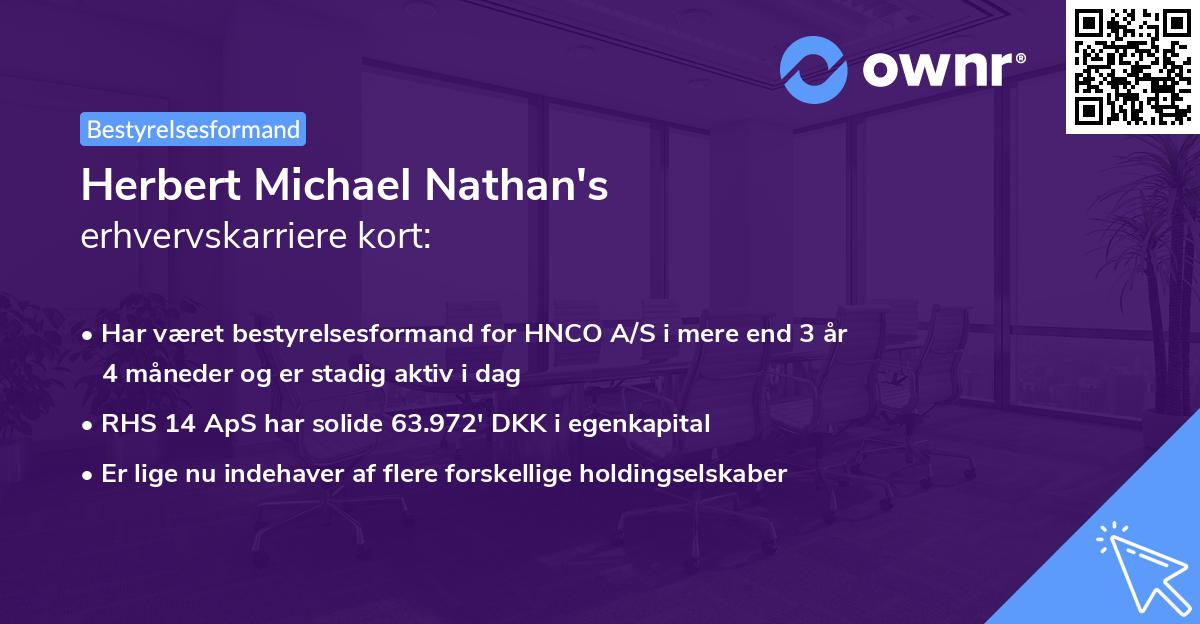 Herbert Michael Nathan's erhvervskarriere kort