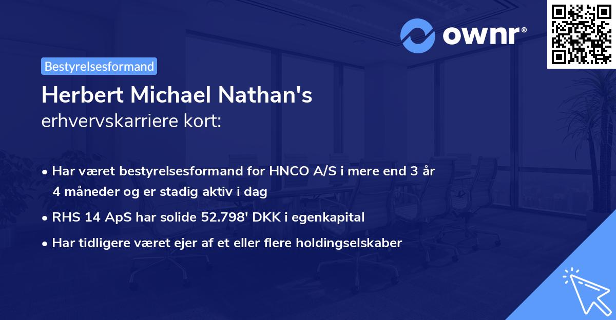 Herbert Michael Nathan's erhvervskarriere kort