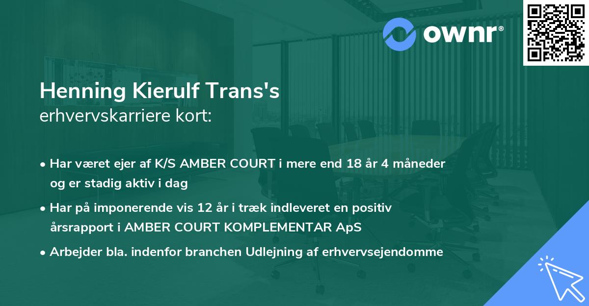 Henning Kierulf Trans's erhvervskarriere kort