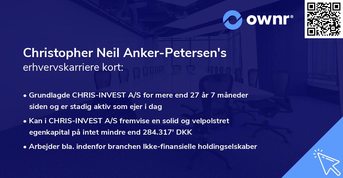 Christopher Neil Anker-Petersen's erhvervskarriere kort