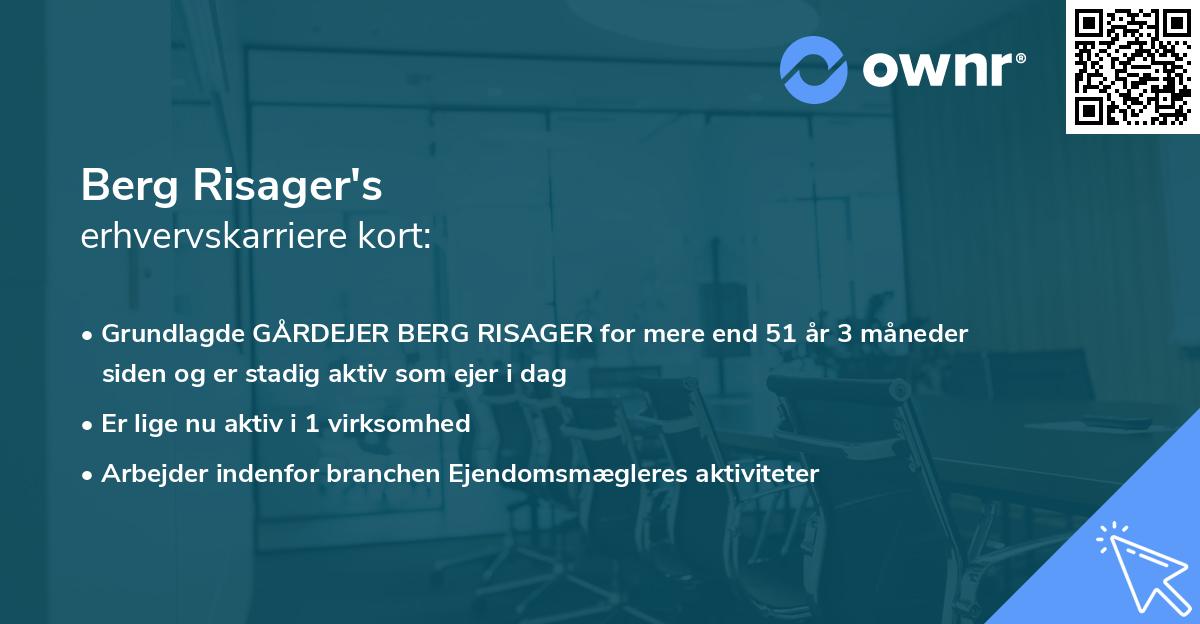 Berg Risager's erhvervskarriere kort