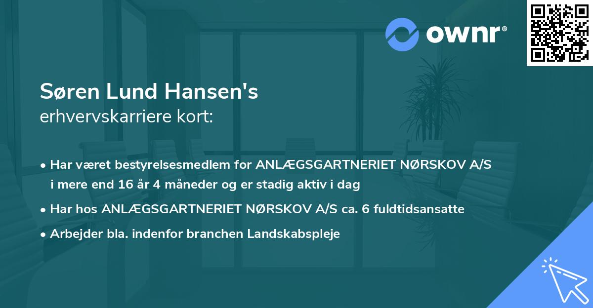 Søren Lund Hansen's erhvervskarriere kort