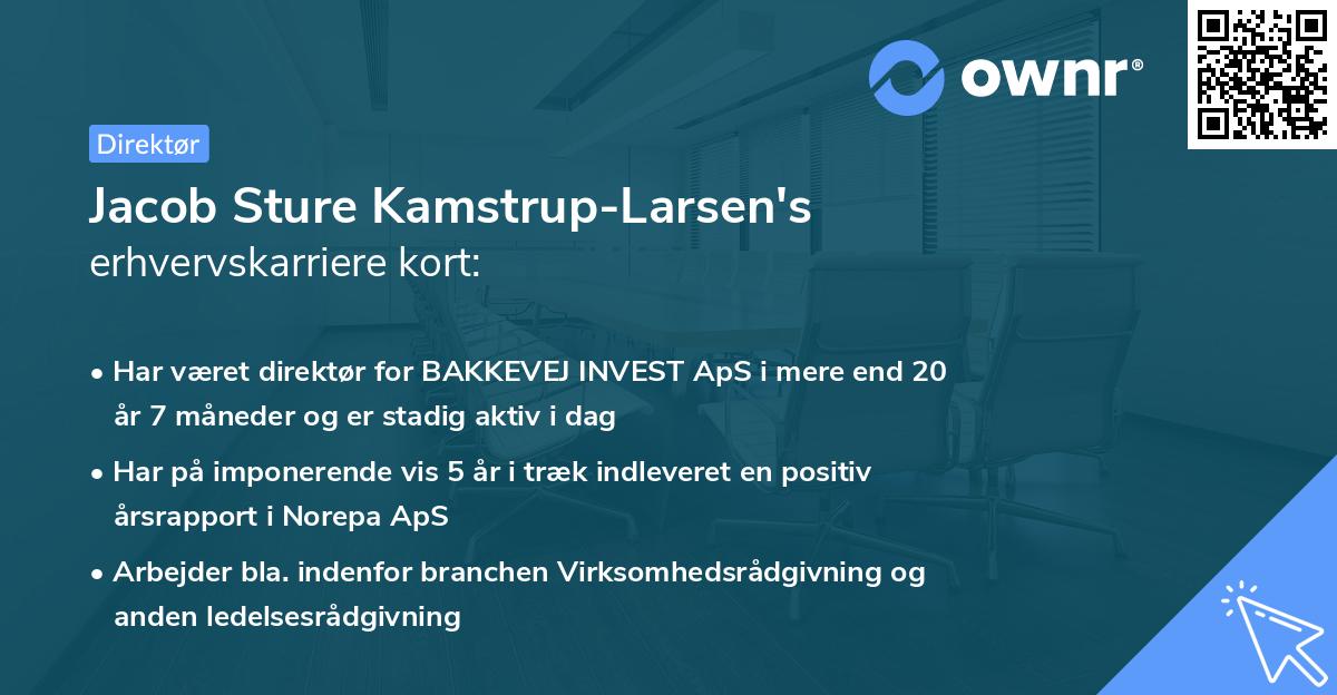 Jacob Sture Kamstrup-Larsen's erhvervskarriere kort