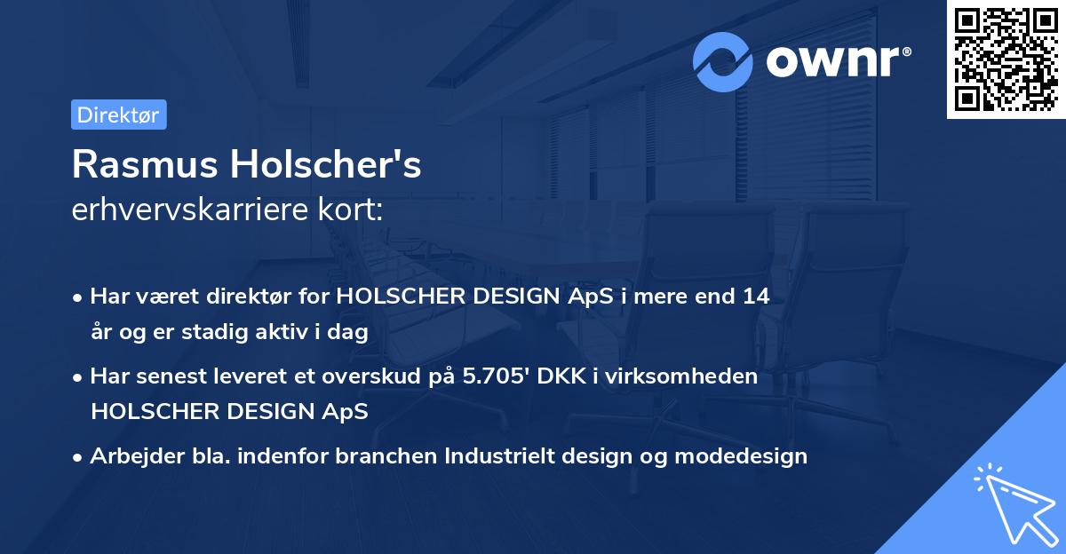 Rasmus Holscher's erhvervskarriere kort