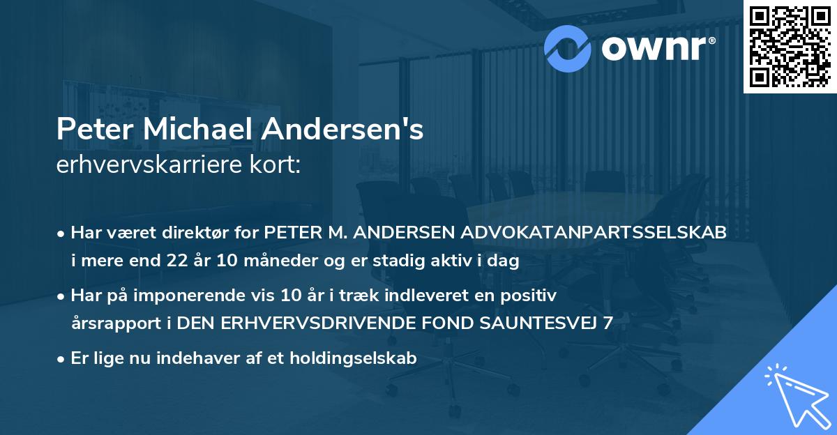 Peter Michael Andersen's erhvervskarriere kort