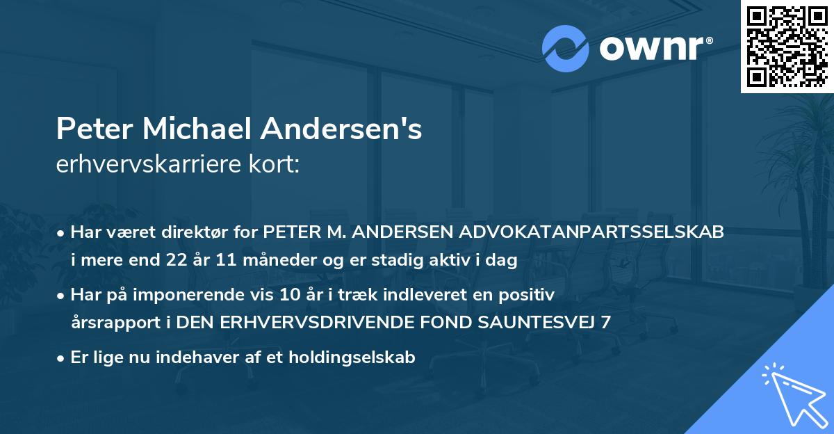 Peter Michael Andersen's erhvervskarriere kort