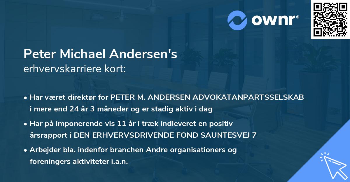 Peter Michael Andersen's erhvervskarriere kort