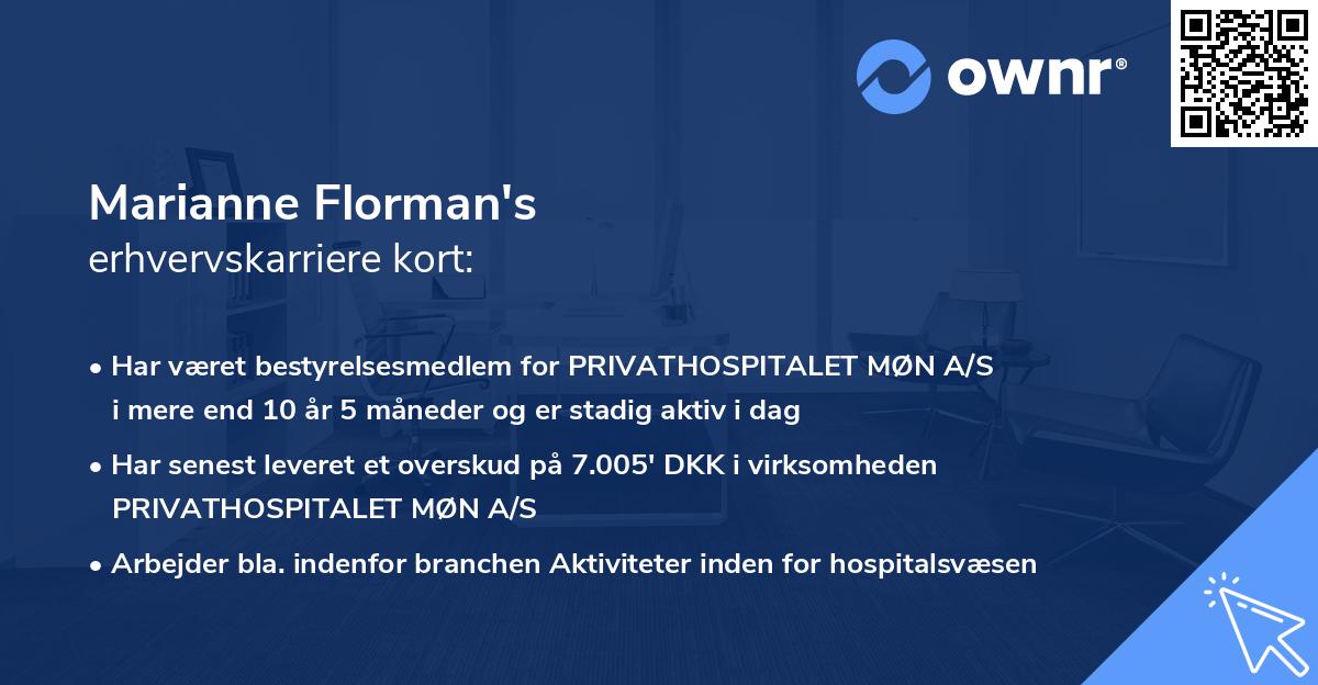Marianne Florman's erhvervskarriere kort