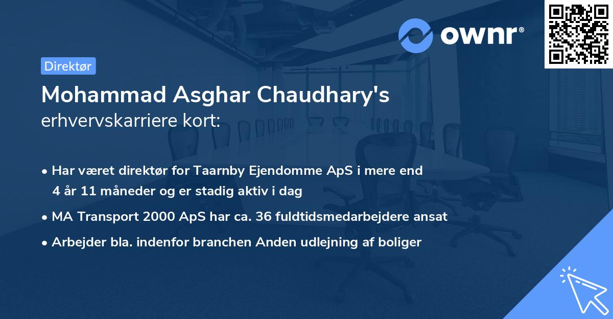 Mohammad Asghar Chaudhary's erhvervskarriere kort