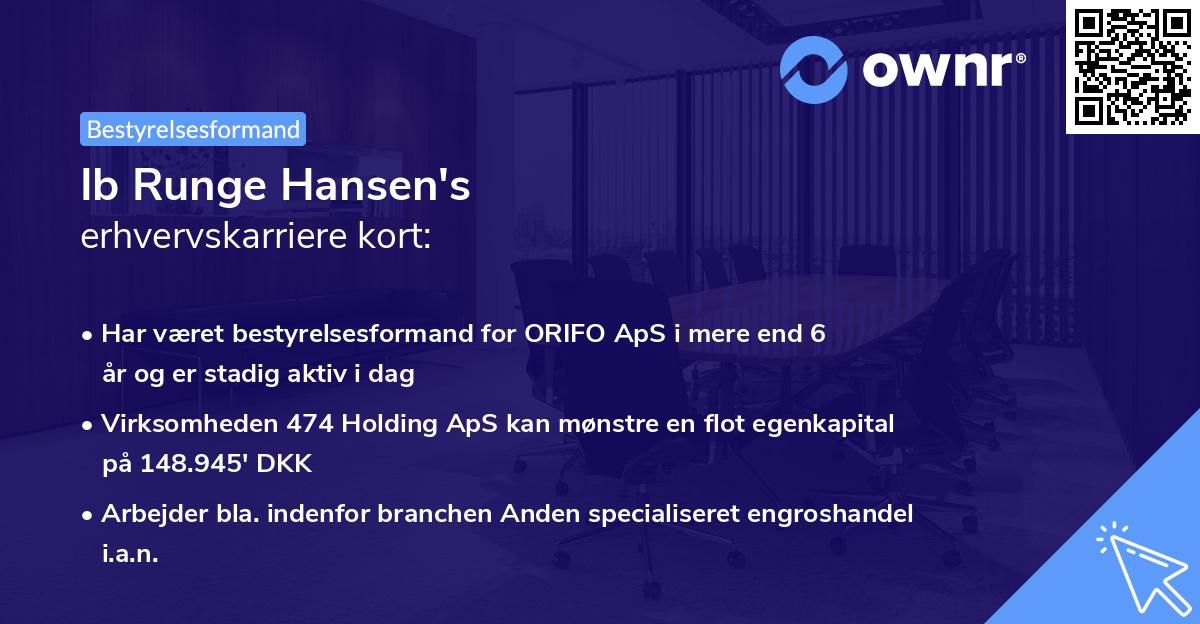 Ib Runge Hansen's erhvervskarriere kort