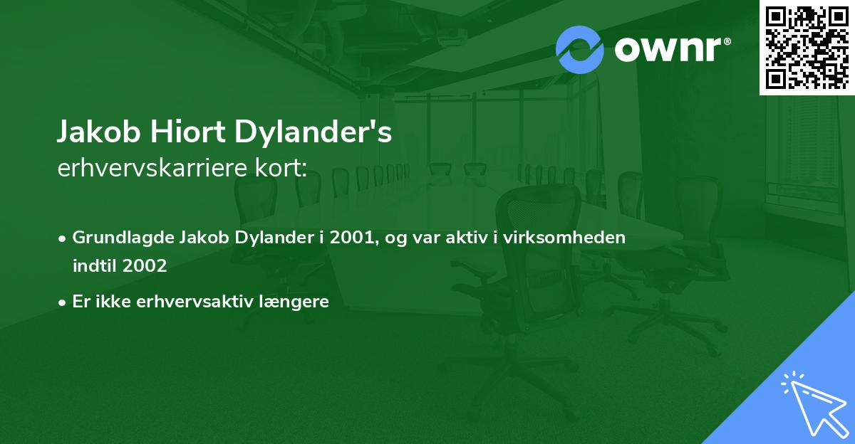Jakob Hiort Dylander's erhvervskarriere kort
