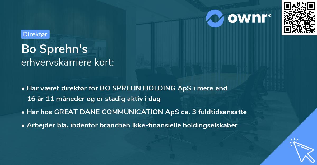 Bo Sprehn's erhvervskarriere kort