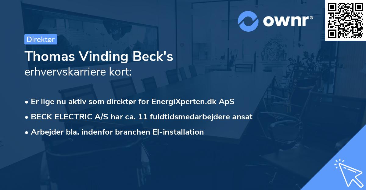 Thomas Vinding Beck's erhvervskarriere kort