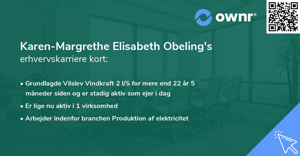 Karen-Margrethe Elisabeth Obeling's erhvervskarriere kort