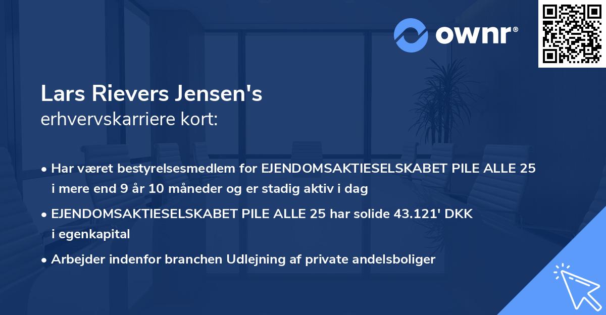 Lars Rievers Jensen's erhvervskarriere kort