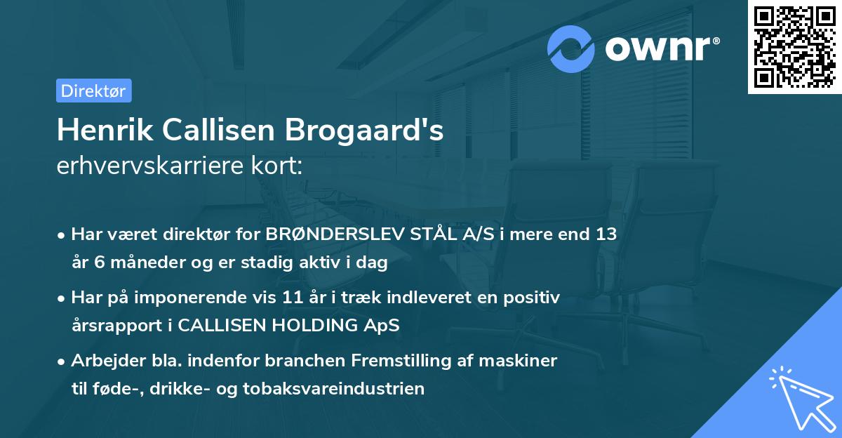 Henrik Callisen Brogaard's erhvervskarriere kort