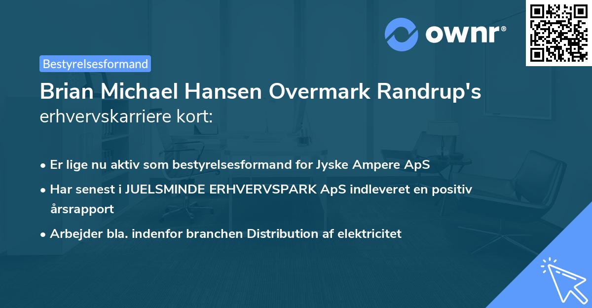Brian Michael Hansen Overmark Randrup's erhvervskarriere kort