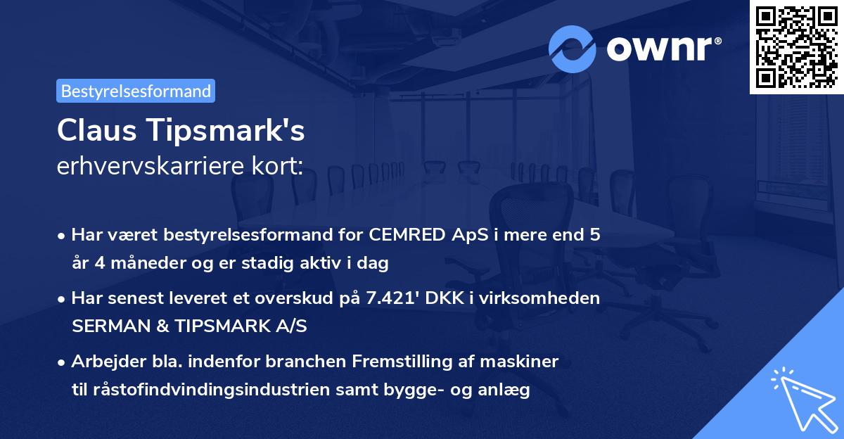 Claus Tipsmark's erhvervskarriere kort