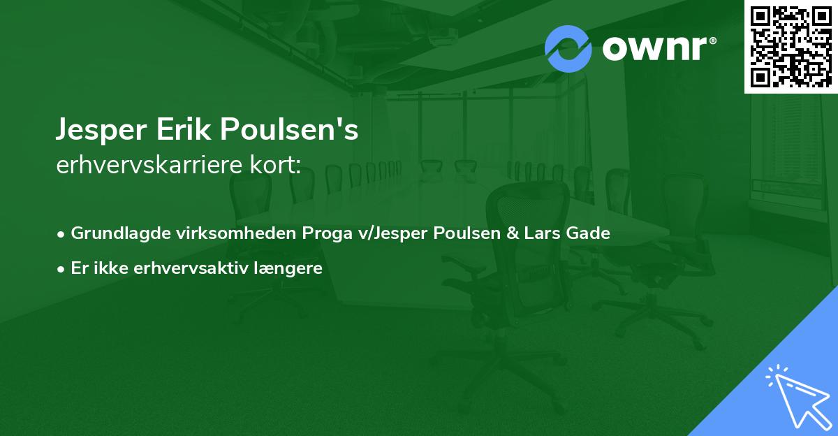 Jesper Erik Poulsen's erhvervskarriere kort