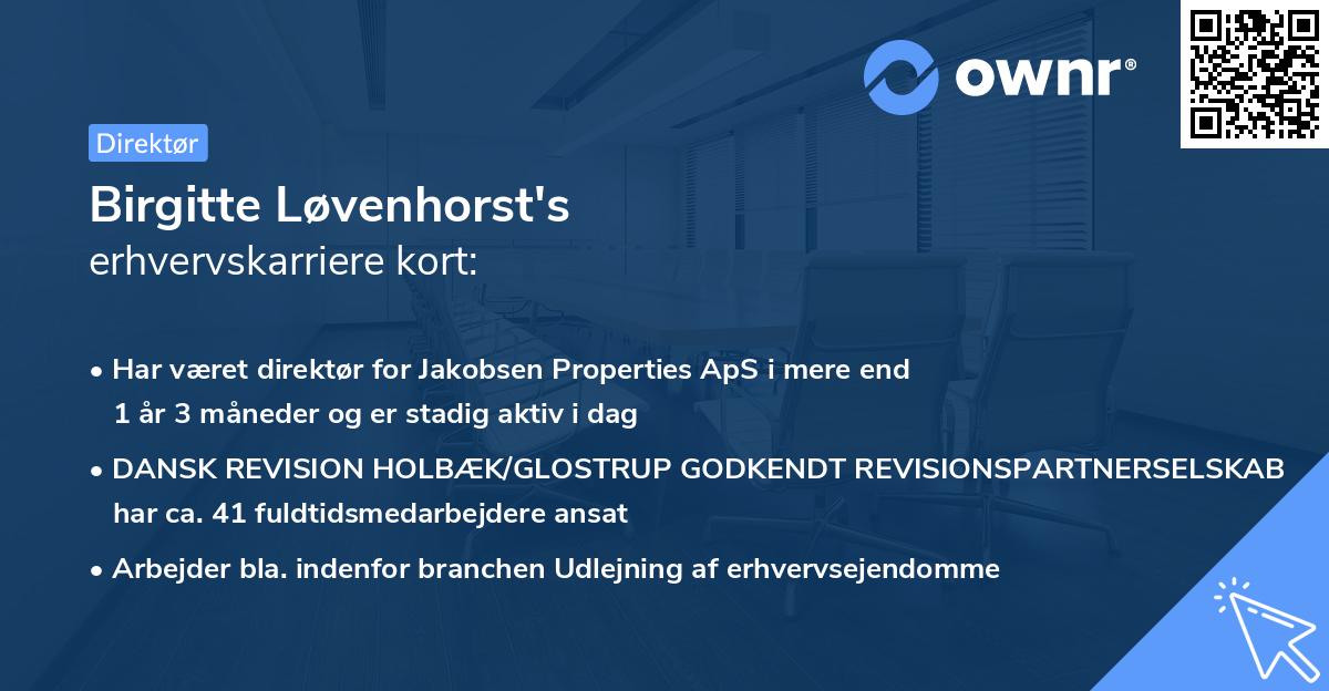 Birgitte Løvenhorst's erhvervskarriere kort