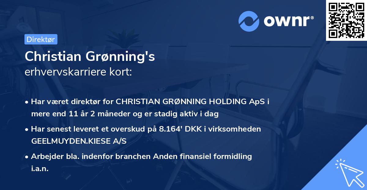 Christian Grønning's erhvervskarriere kort